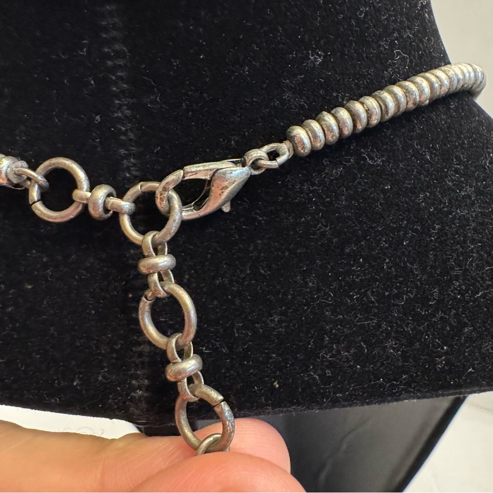 Lucky Brand Signed Faux Turquoise Stone Silver Tone Jewelry Chunky Boho Necklace - Picture 11 of 16